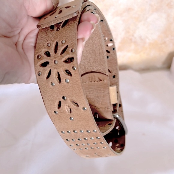 Calvin Klein Vintage Studded 90s Belt Rodeo Leather Cowgirl Tan Boho Medium